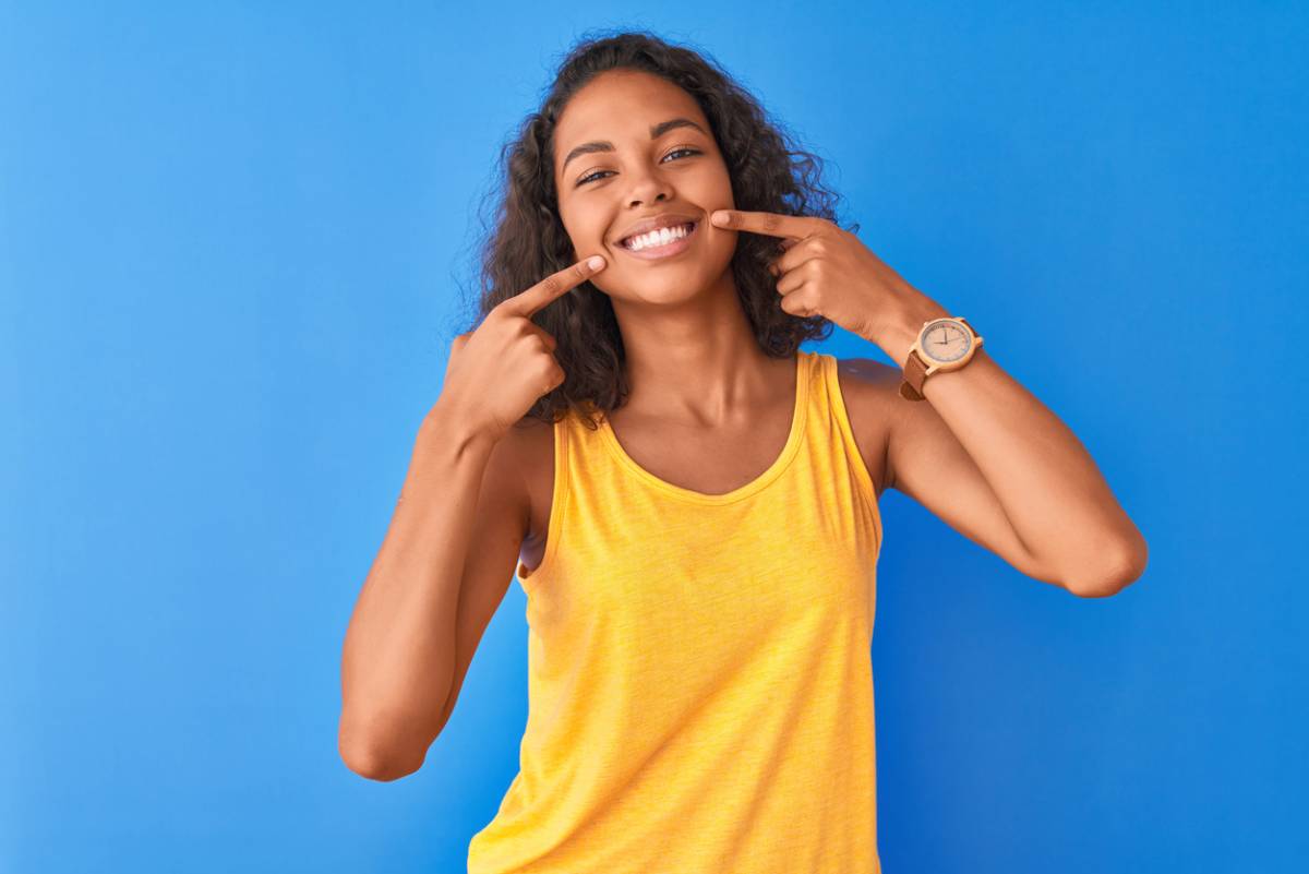 concept image of teen with teeth whitening