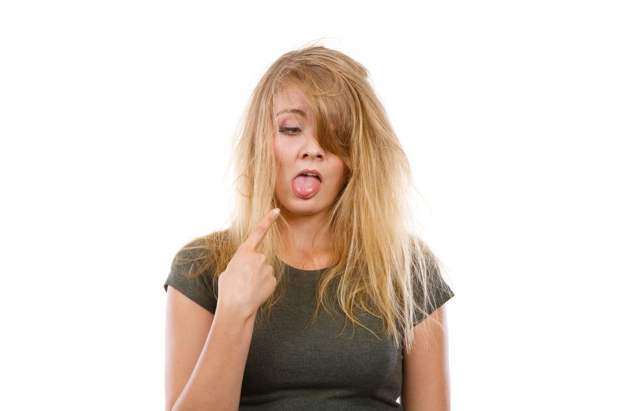 woman with messy hair